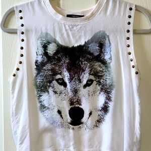 White Graphic Crop Top